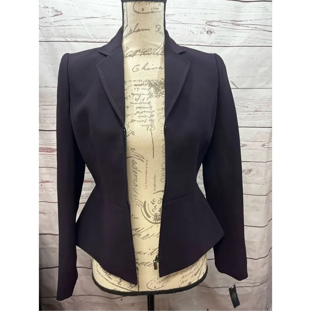 Tahari Arthur Levine NWT 2p stunning deep purple zip up jacket (2058) - Picture 2 of 7